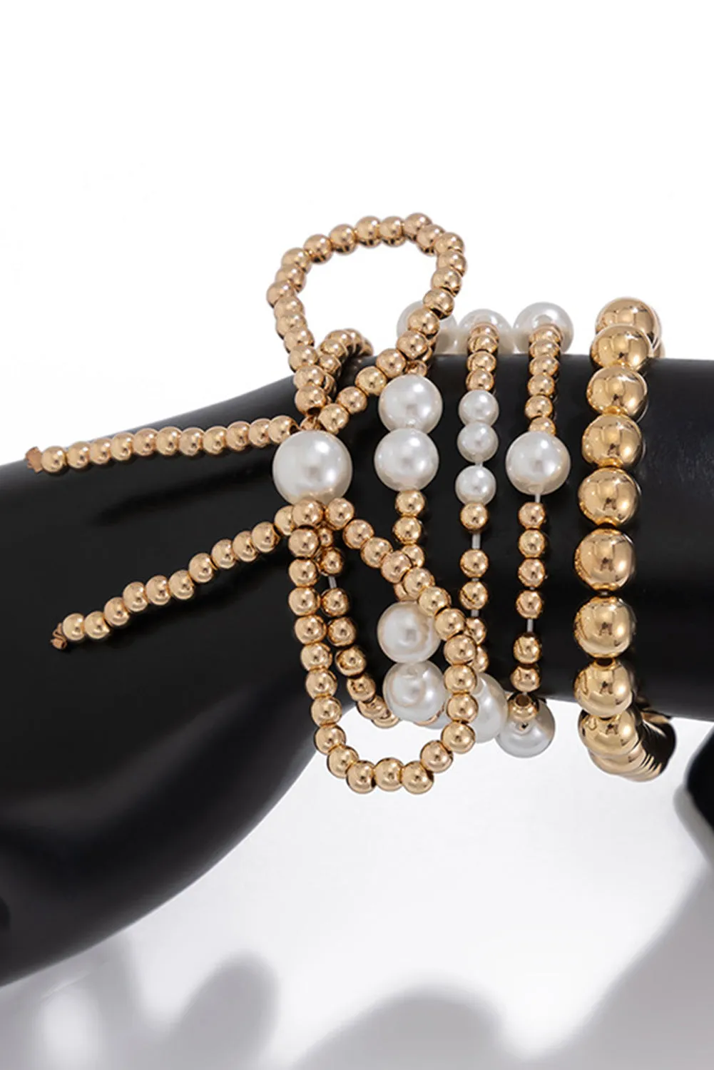 Gold Bow Multi Layered Bracelet Set