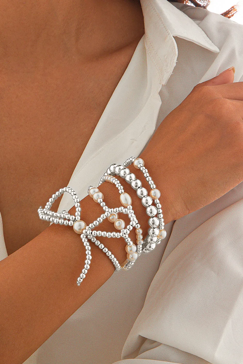 Gold Bow Multi Layered Bracelet Set