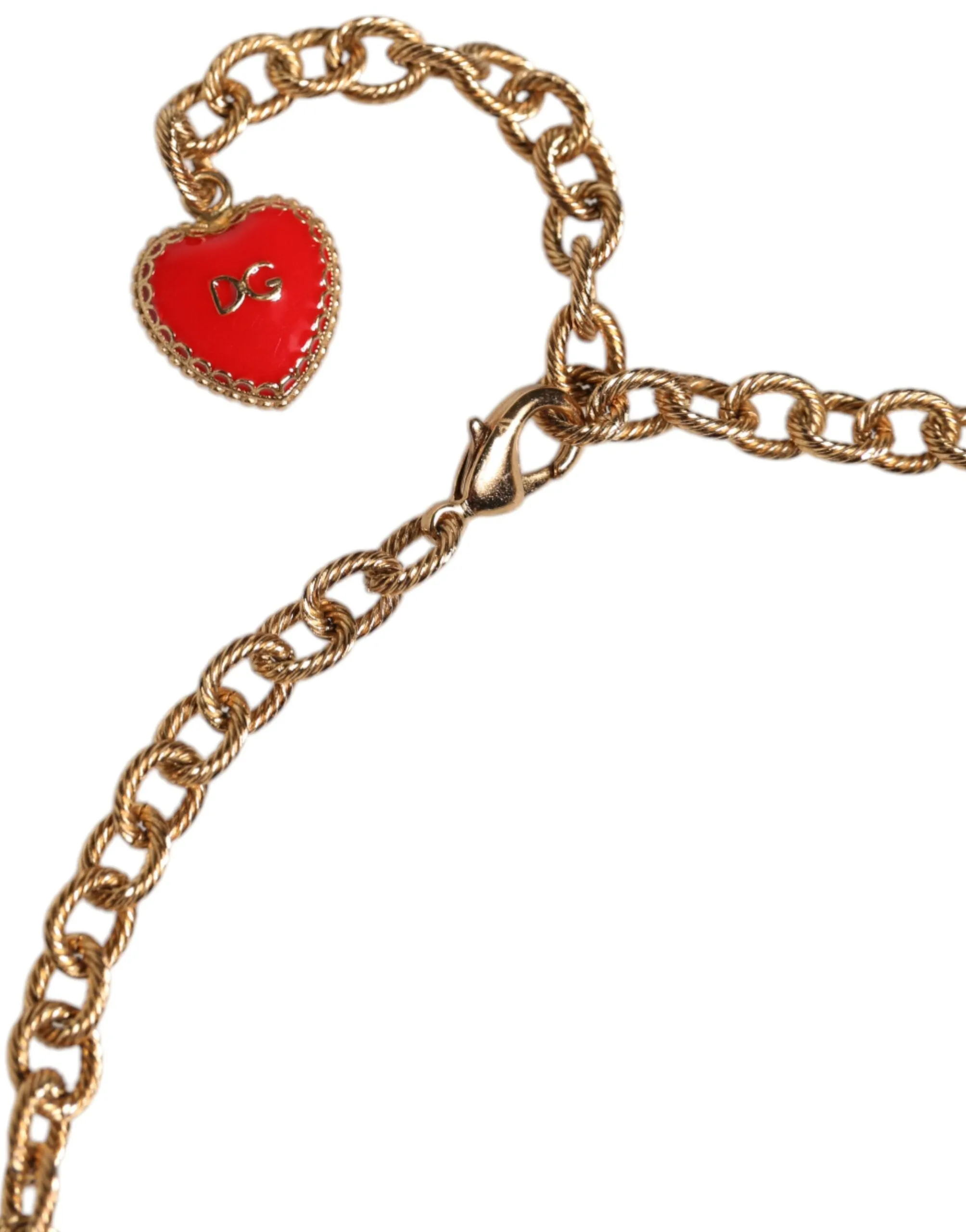 Gold Brass Chain Floral Sicily Charms Statement Necklace