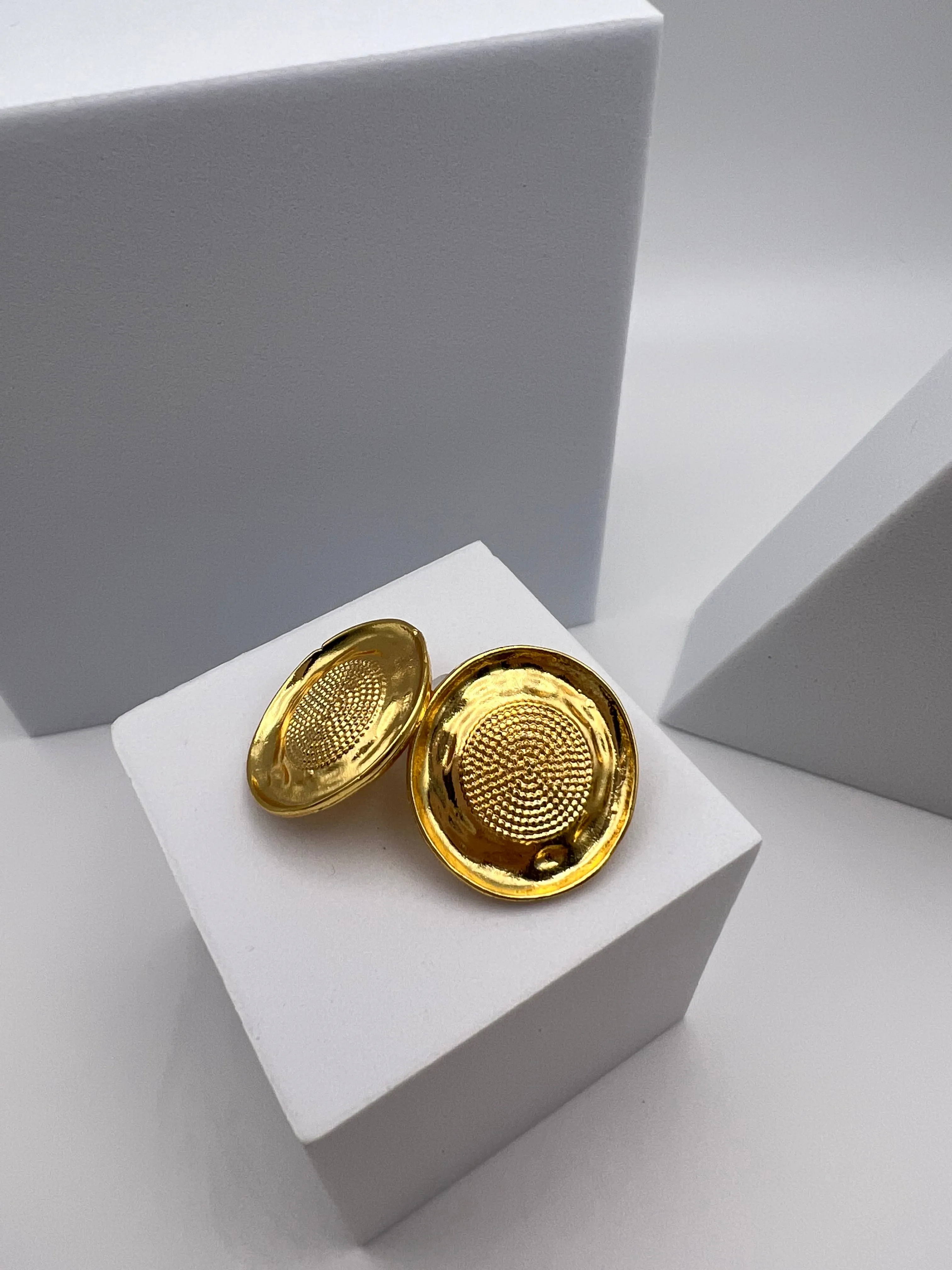 Gold Button Earrings