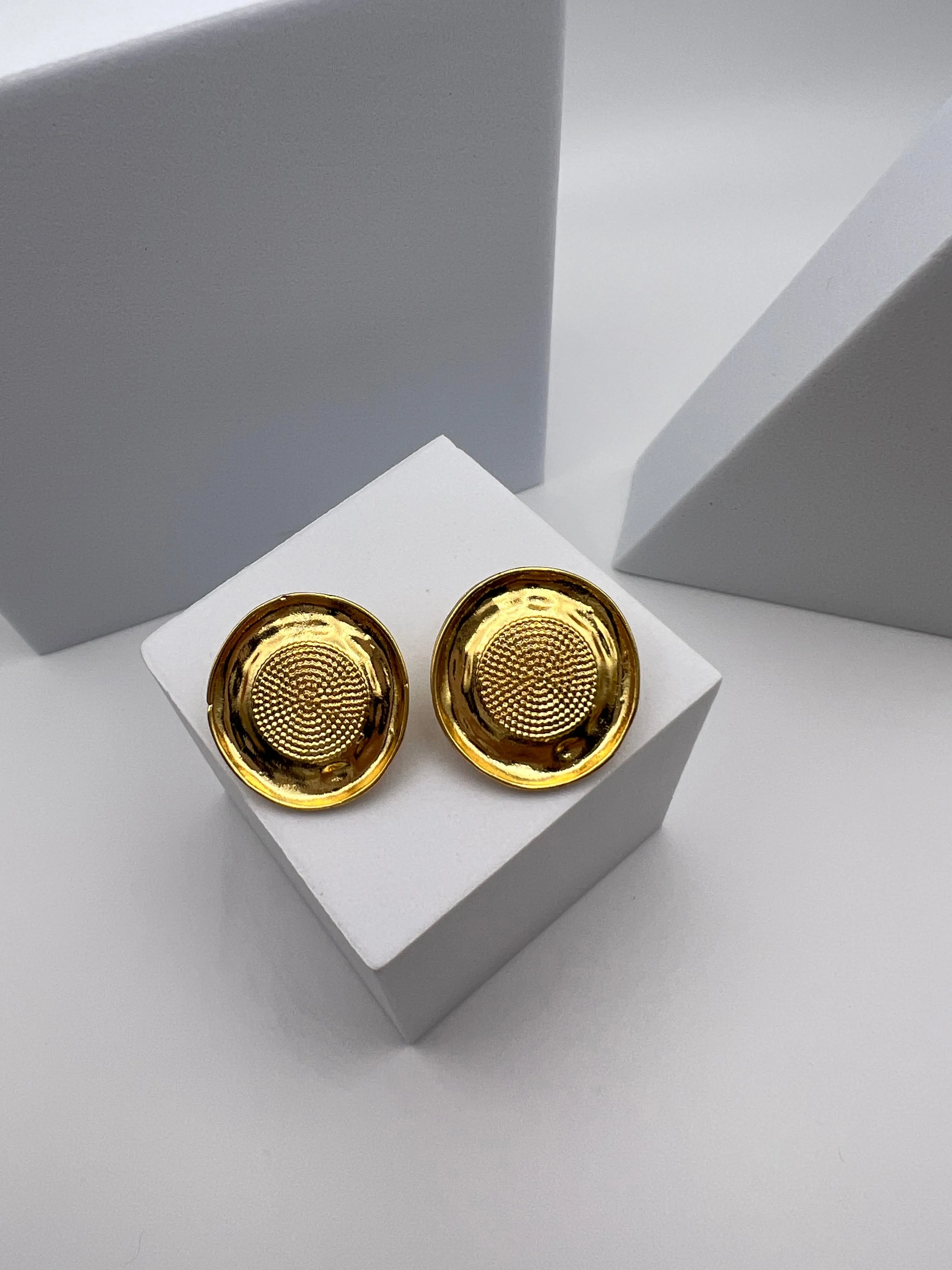 Gold Button Earrings
