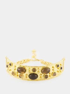 Gold Byzance Choker with Smoked Quartz
