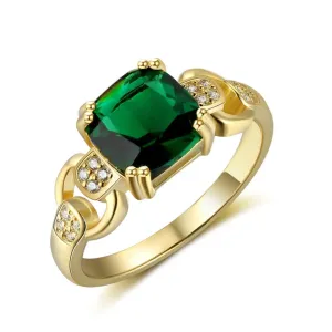 Gold Color Cubic Zirconia Stone Vintage Copper Rings, Customize Birthstone, Jewelry Gift for Women