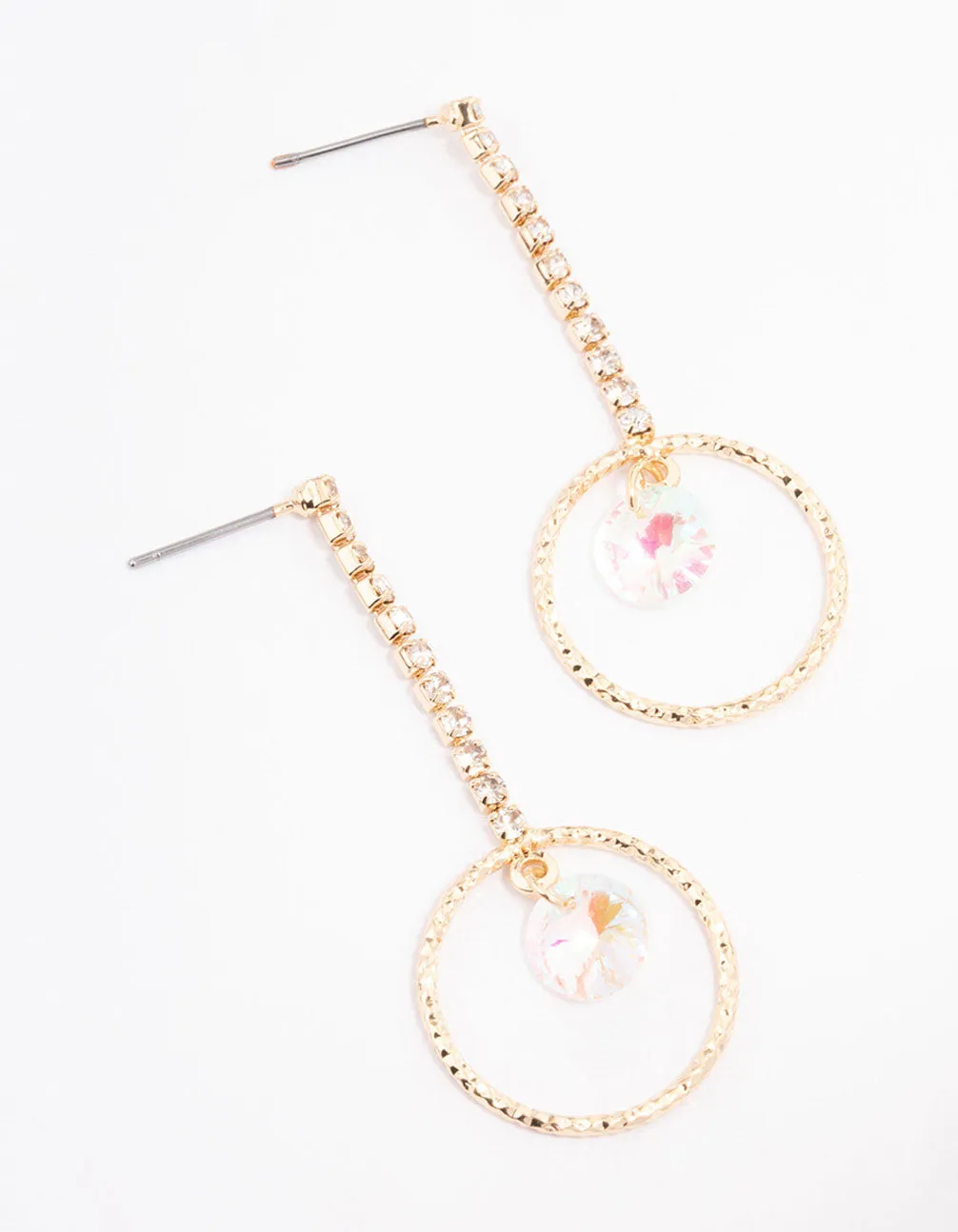 Gold Cup Chain Circle Drop Earrings