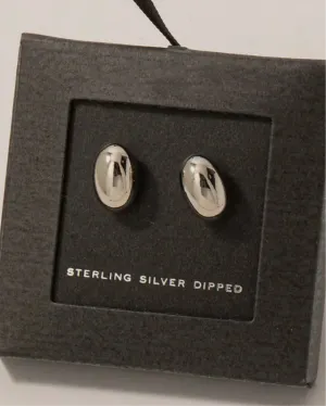 Gold Dipped Oval Bead Stud Earrings