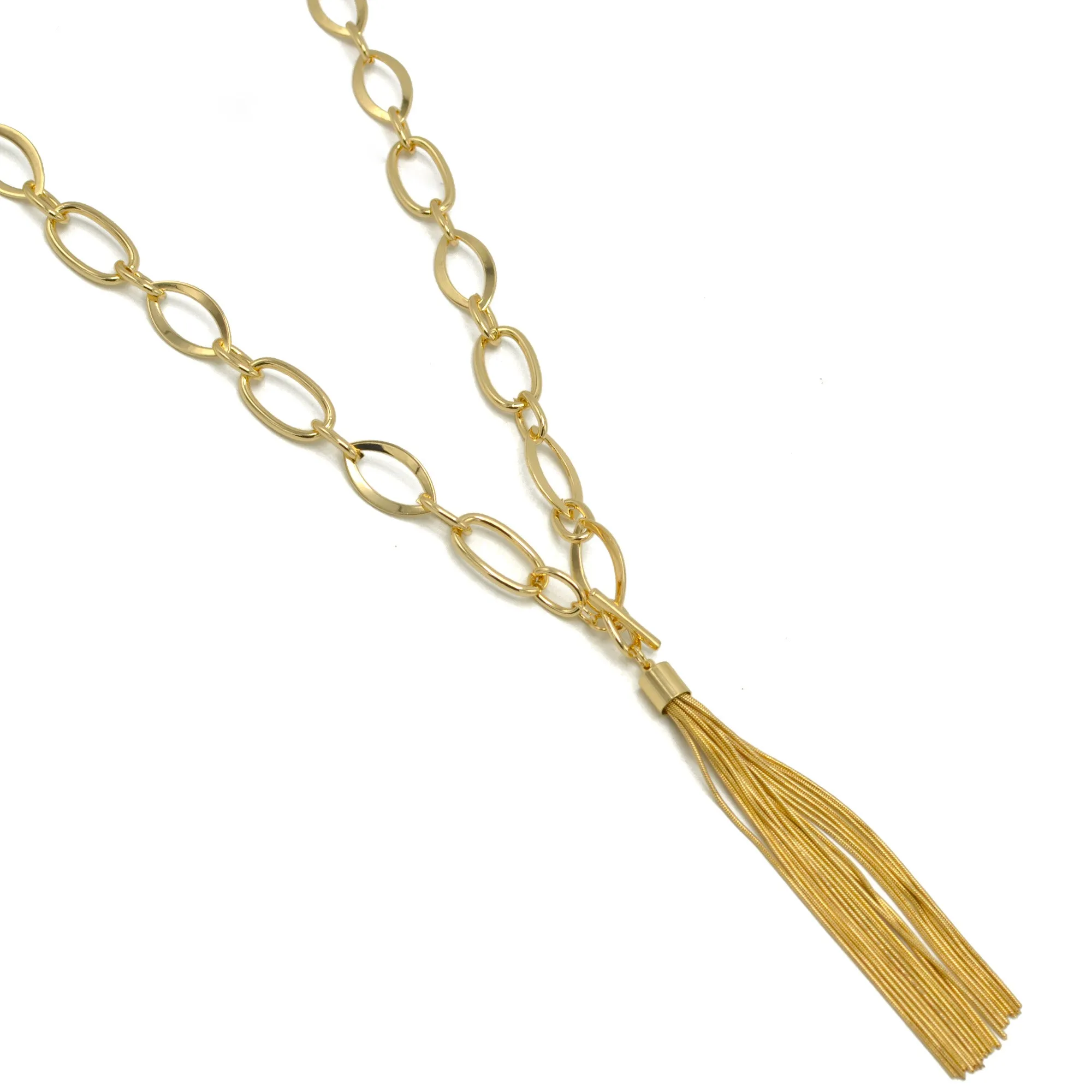 Gold Link Chains With Tassel Necklace #SQ554-N8609EE-G(SHDC9/OH2/NH14)