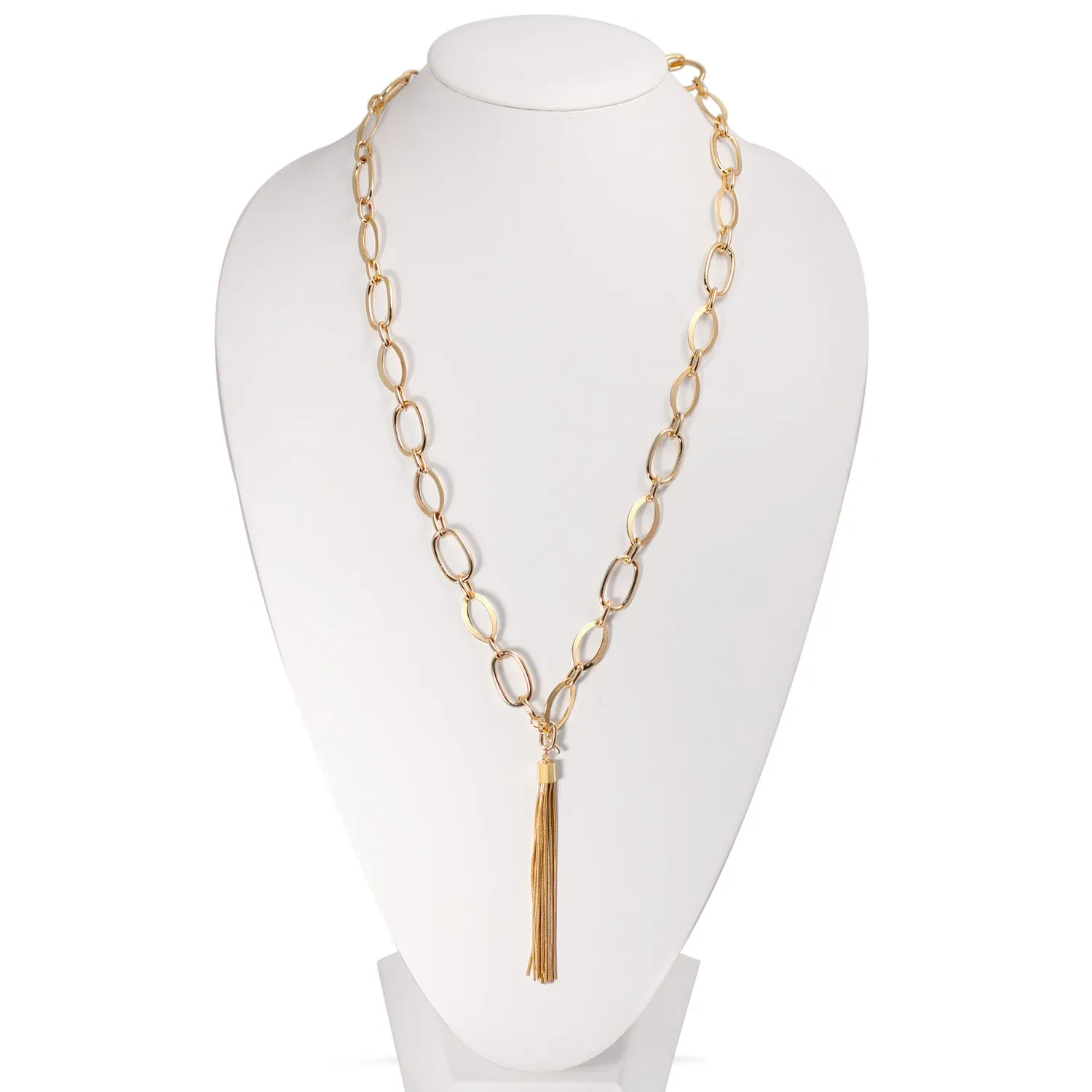 Gold Link Chains With Tassel Necklace #SQ554-N8609EE-G(SHDC9/OH2/NH14)