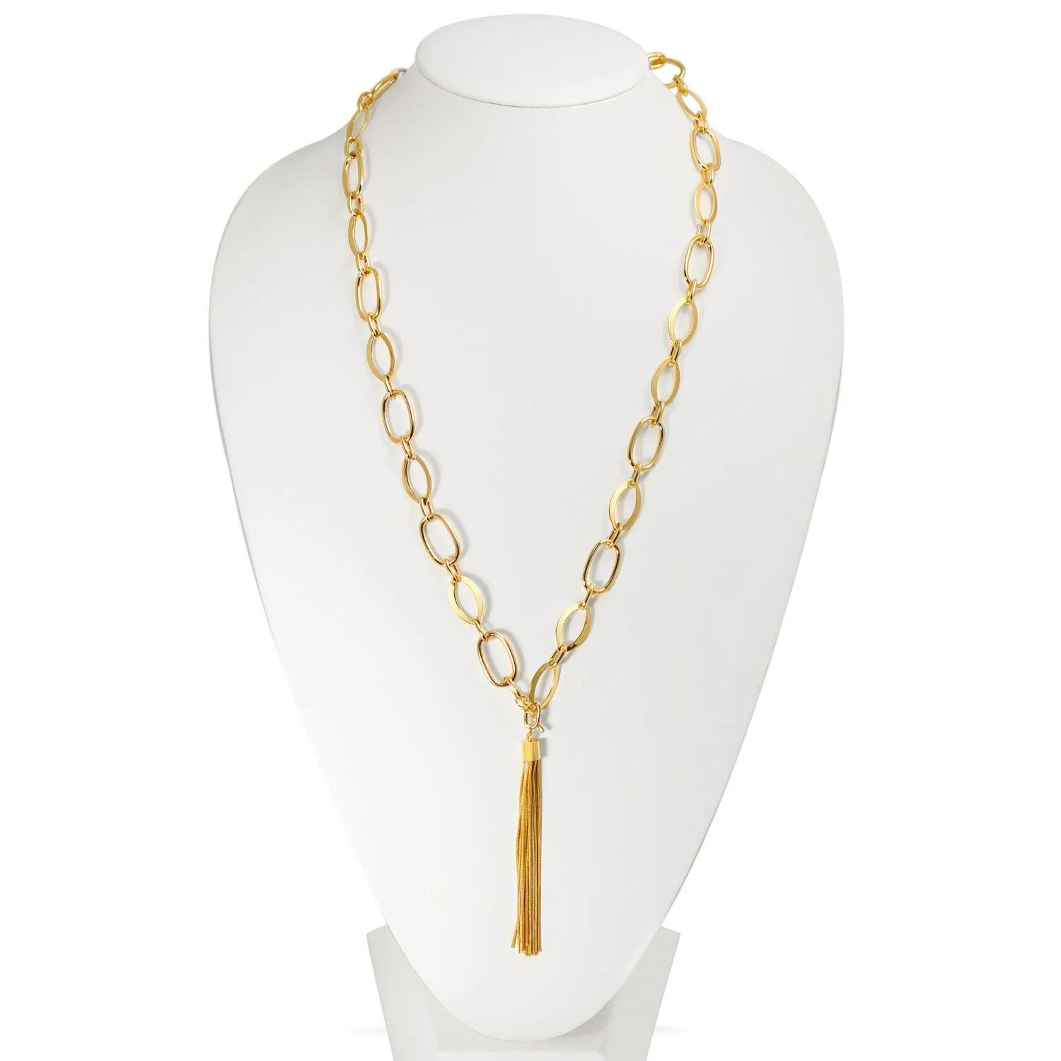 Gold Link Chains With Tassel Necklace #SQ554-N8609EE-G(SHDC9/OH2/NH14)