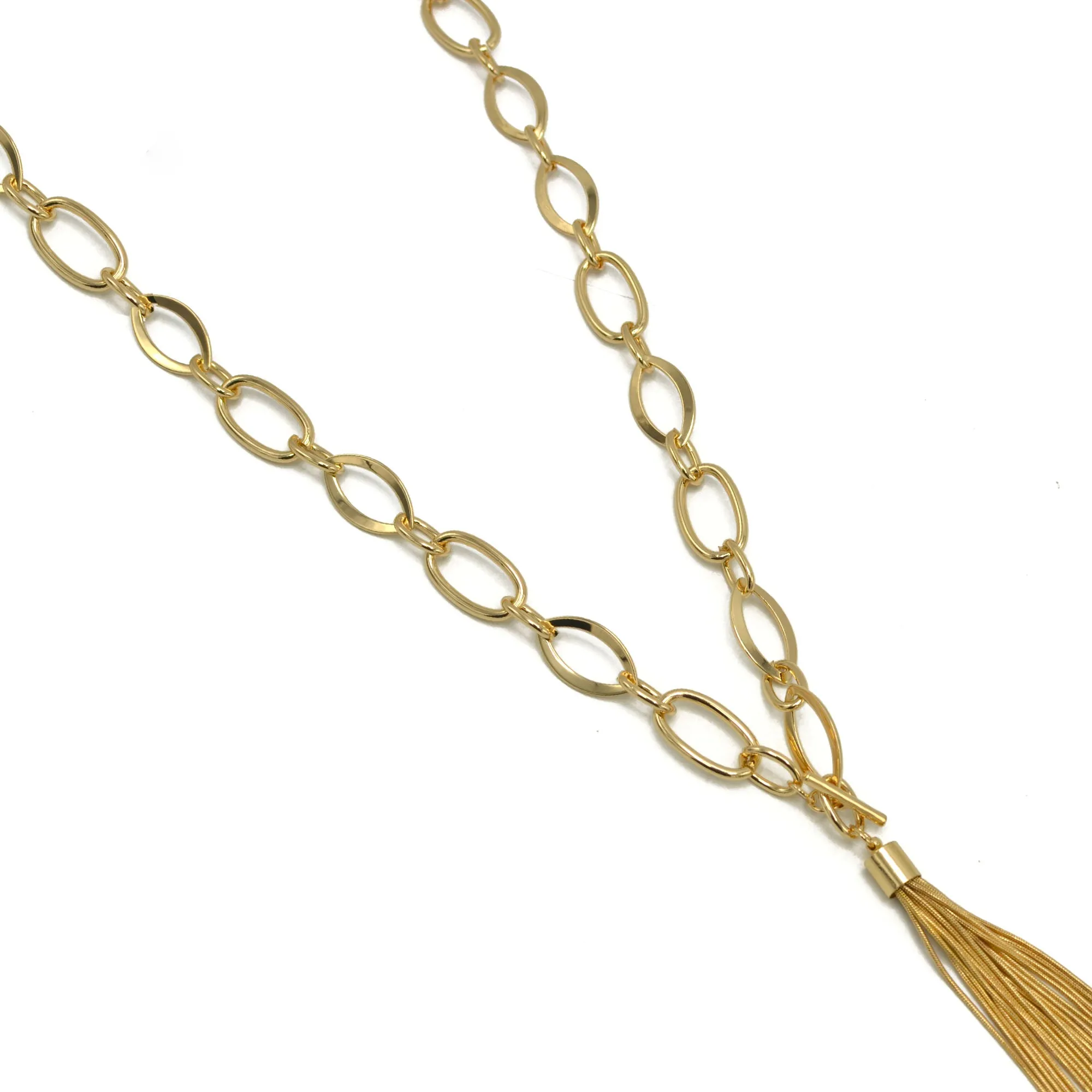 Gold Link Chains With Tassel Necklace #SQ554-N8609EE-G(SHDC9/OH2/NH14)