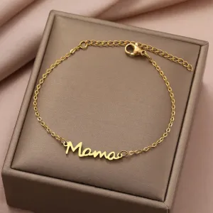 Gold “Mama” Stainless Steel Bracelet – Mother’s Day Gift