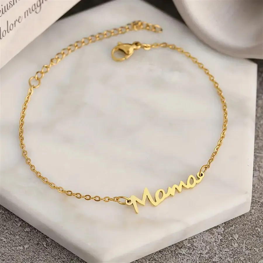 Gold “Mama” Stainless Steel Bracelet – Mother’s Day Gift