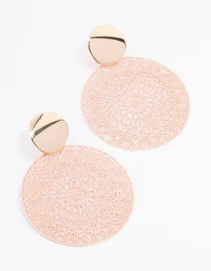 Gold Mixed Disc Filigree Drop Earrings