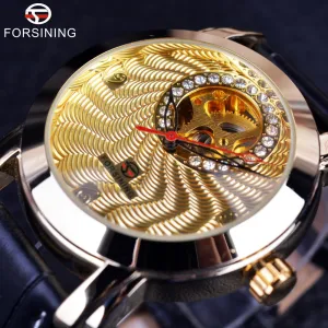 Golden Luxury Corrugated Designer Mens Watches