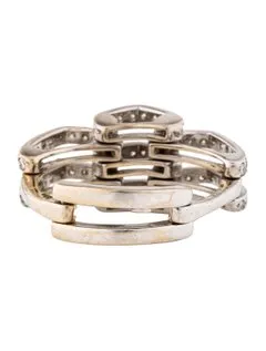 Gorgeous Designer 18K Diamond Link Mesh Band Ring