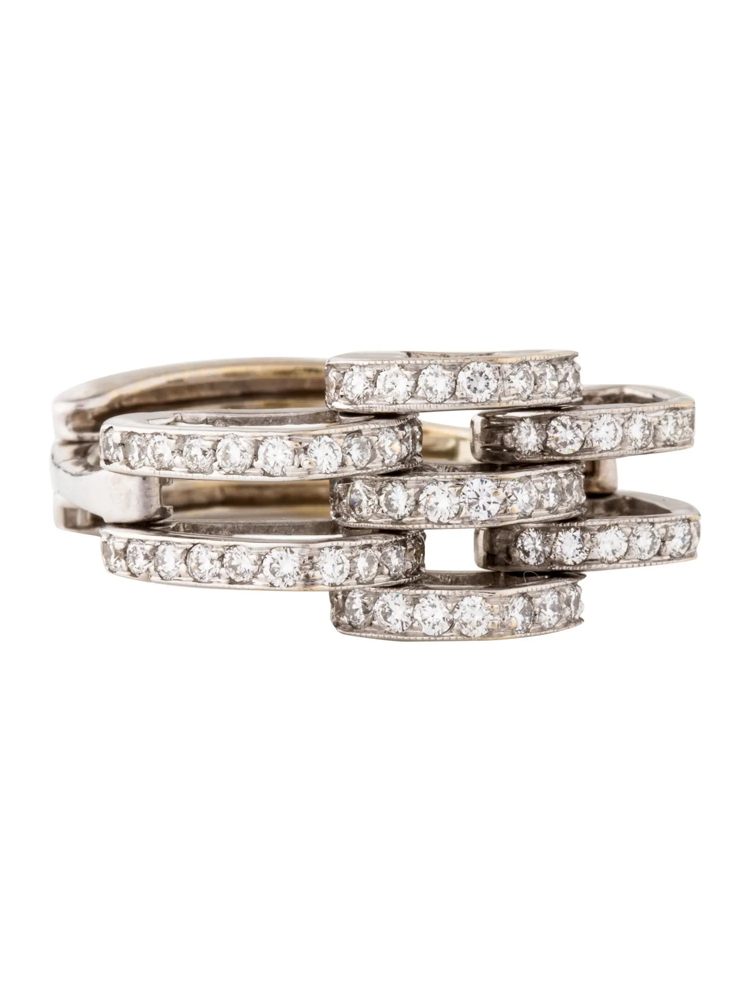 Gorgeous Designer 18K Diamond Link Mesh Band Ring