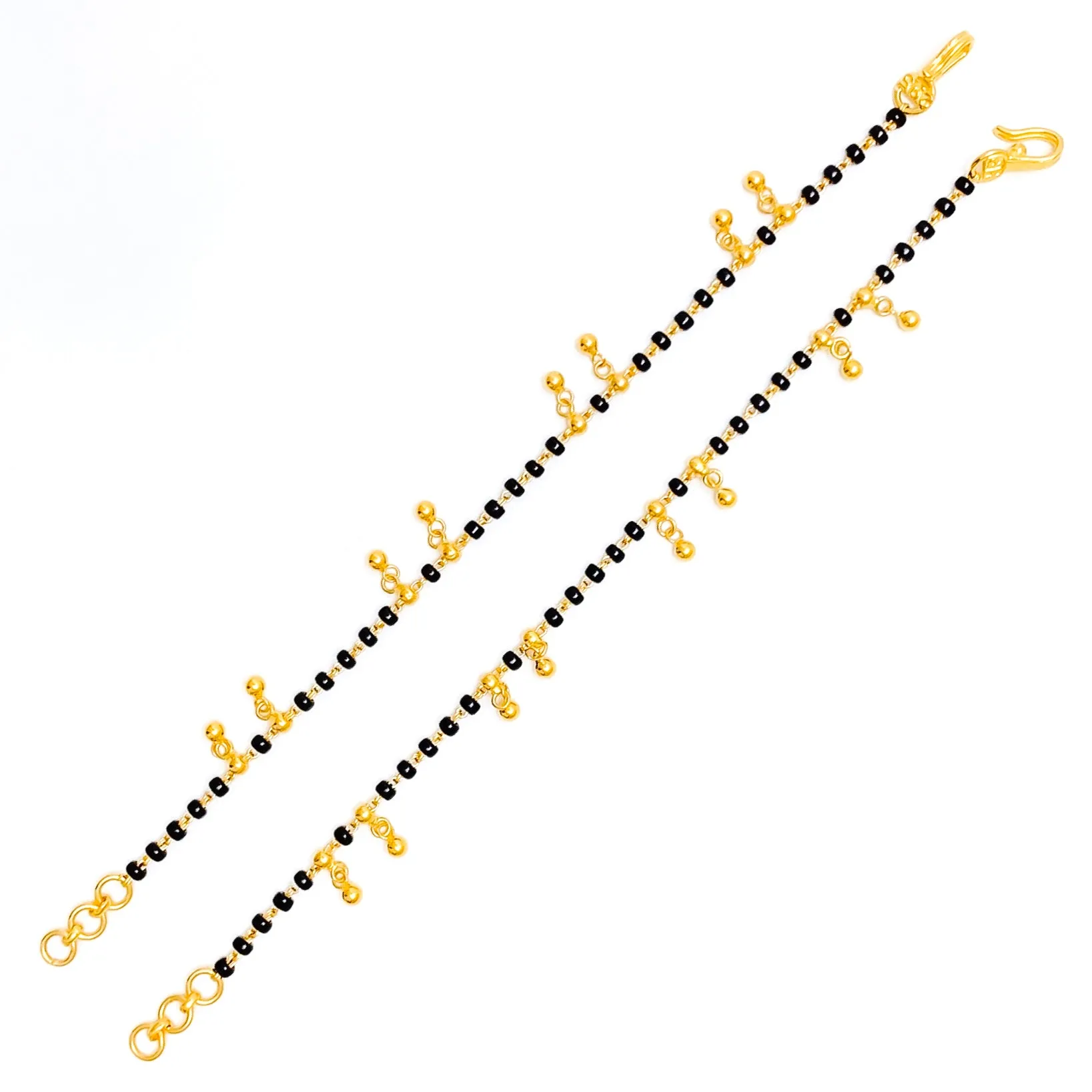 Graceful 22k Gold Black Bead Baby Bracelet Pair