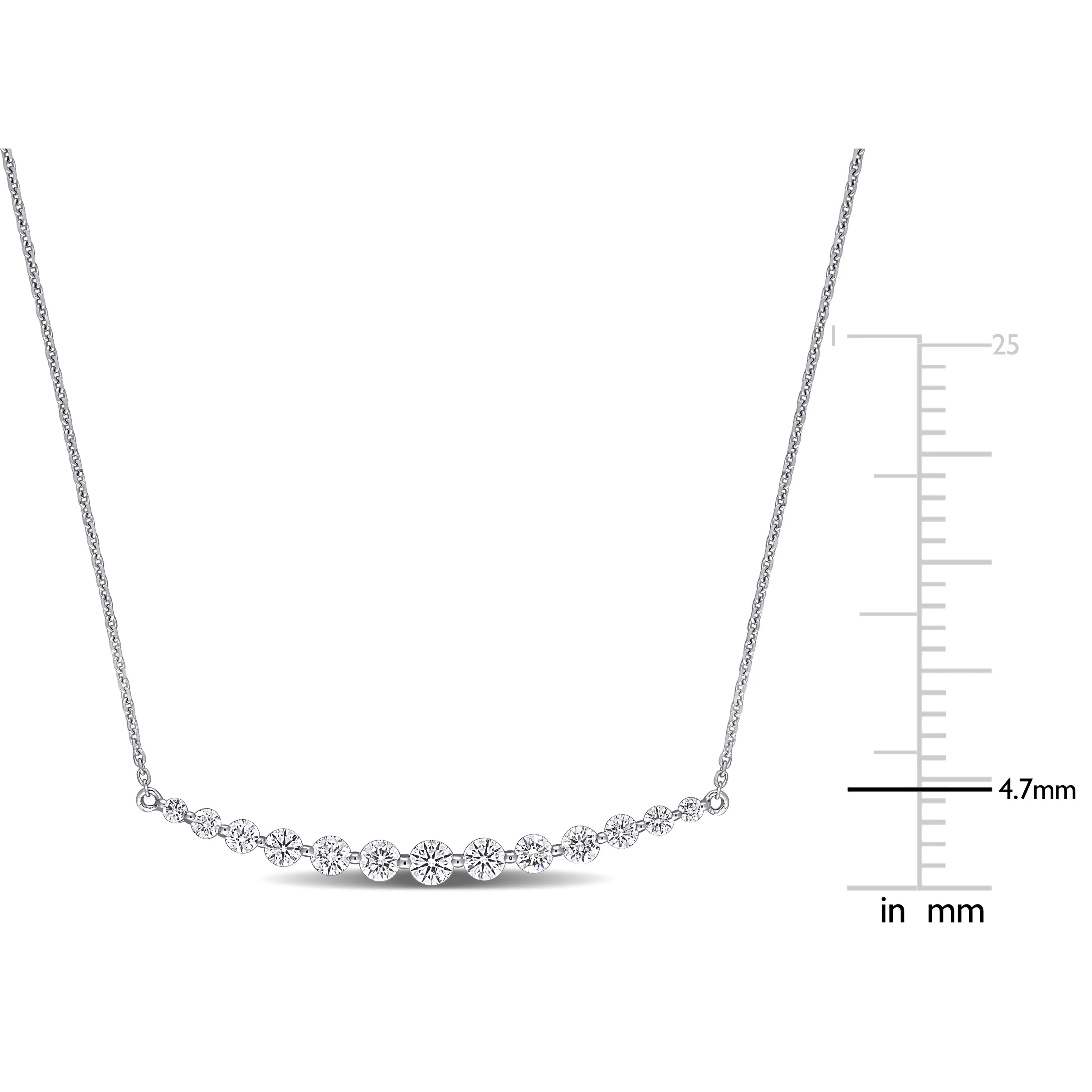Graduated Diamond Curve bar Necklace 1 CT