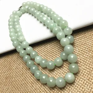 Green Jade Necklace Pendant Bead Chain Emerald Beads