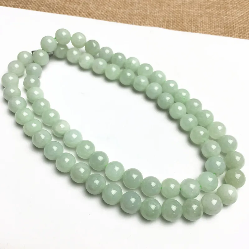 Green Jade Necklace Pendant Bead Chain Emerald Beads