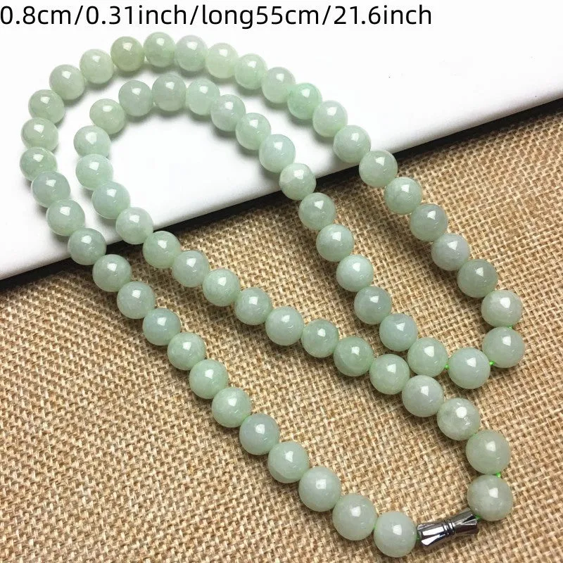 Green Jade Necklace Pendant Bead Chain Emerald Beads