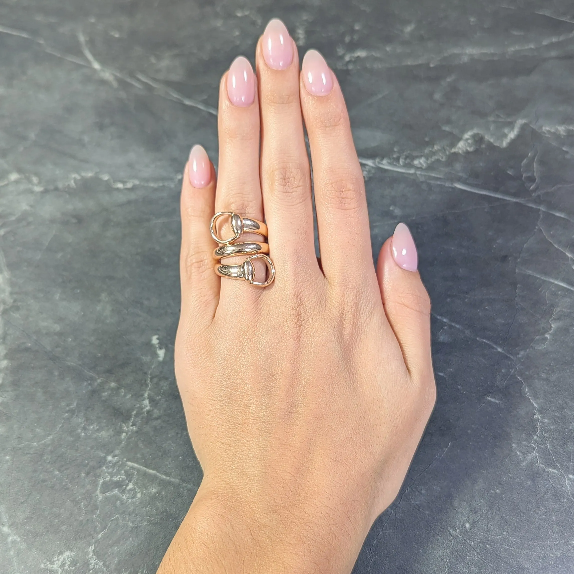 Gucci Contemporary 18 Karat Rose Gold Horsebit Wrap Ring