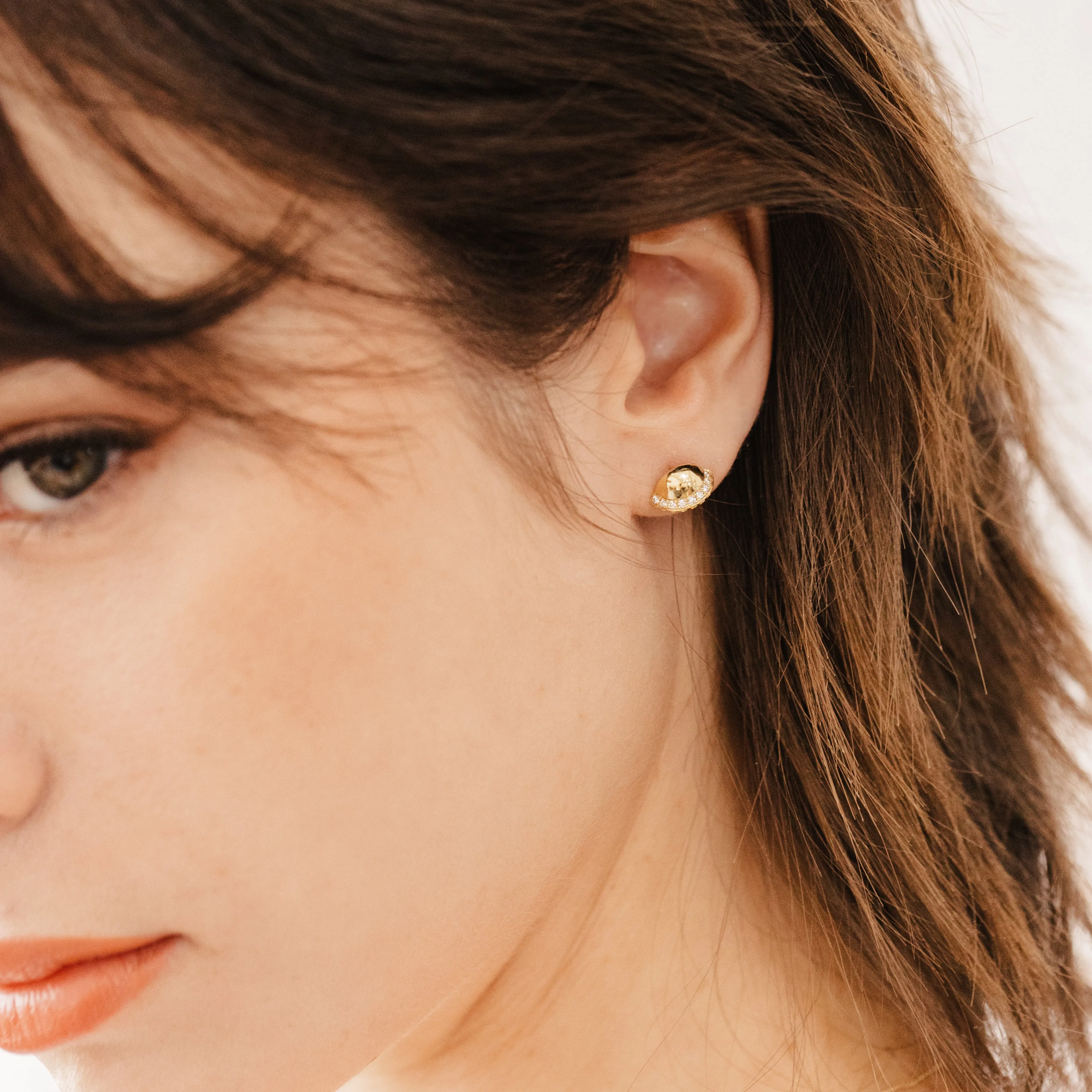 Half dome pave diamond Orbit Earrings