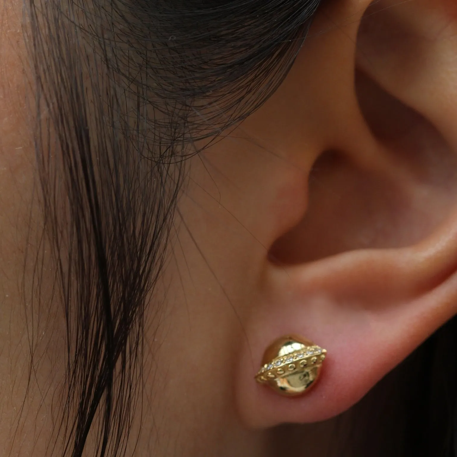 Half dome pave diamond Orbit Earrings