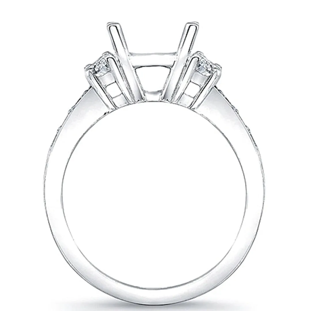 Half Moon &amp; Pave Diamond Engagement Ring- 3/4ct tw