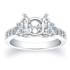 Half Moon &amp; Pave Diamond Engagement Ring- 3/4ct tw