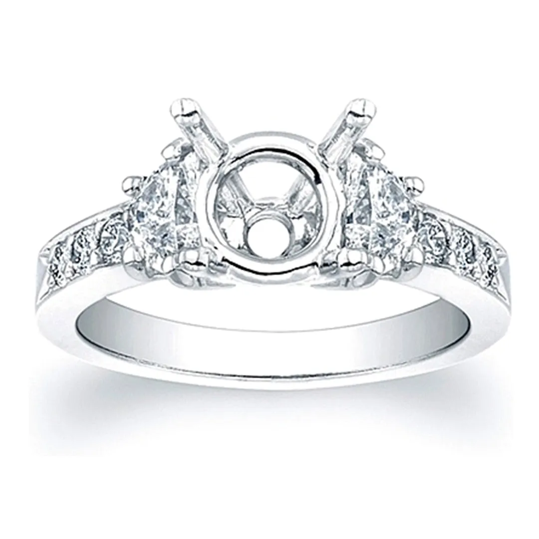 Half Moon &amp; Pave Diamond Engagement Ring- 3/4ct tw