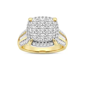 Halo Cushion Shaped Ring with 1.00ct of Diamonds in 9ct Yellow Gold