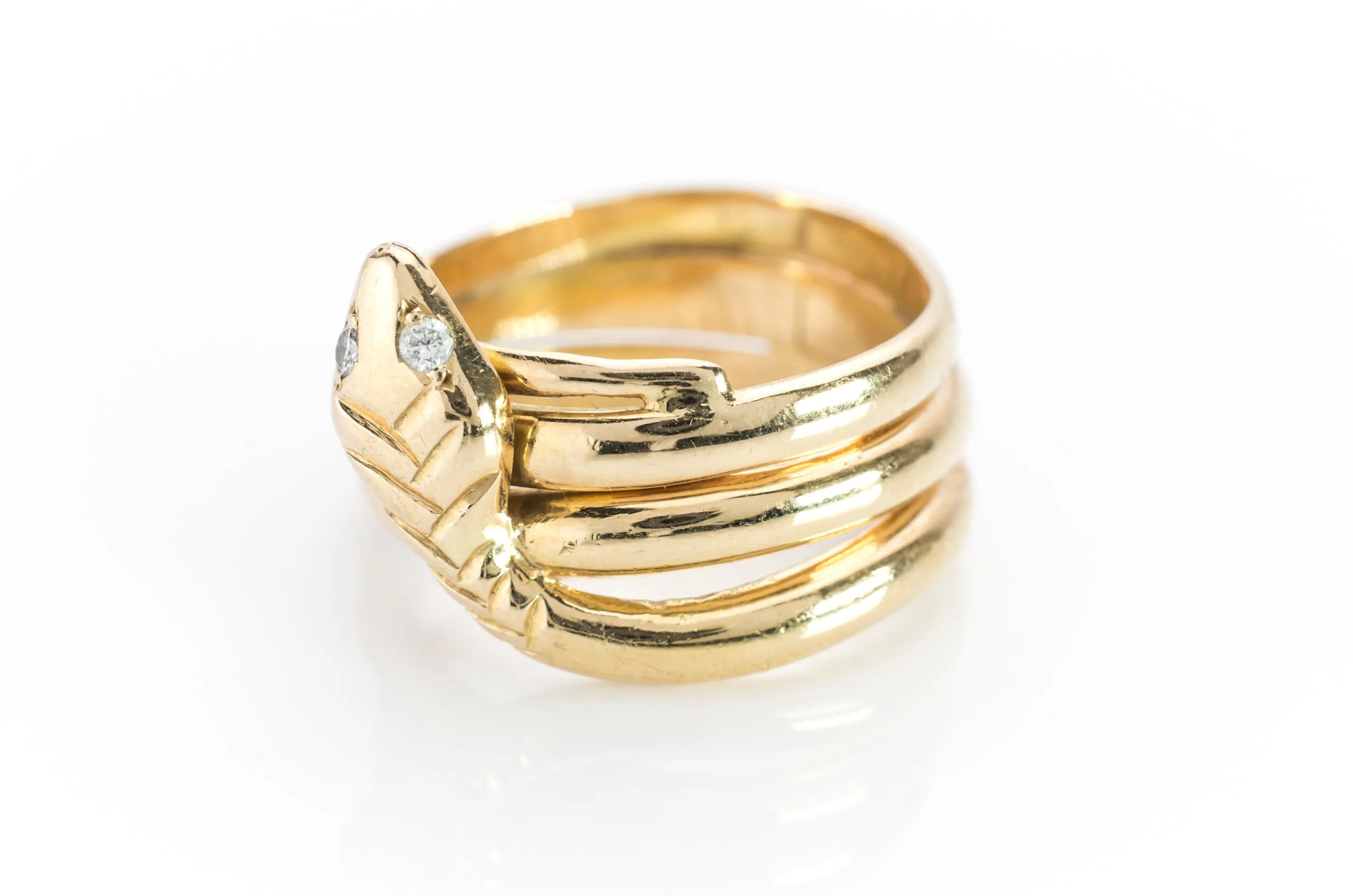HEAVY VINTAGE FRENCH SNAKE RING IN 18K
