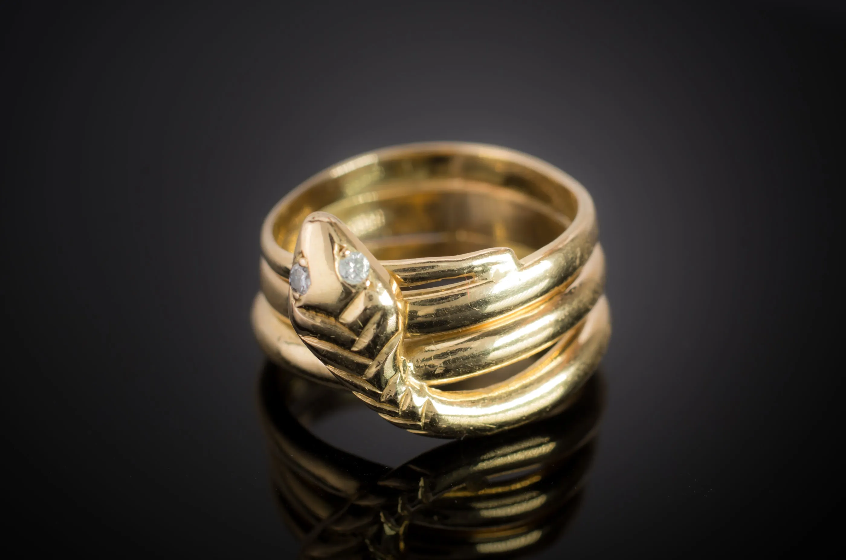 HEAVY VINTAGE FRENCH SNAKE RING IN 18K