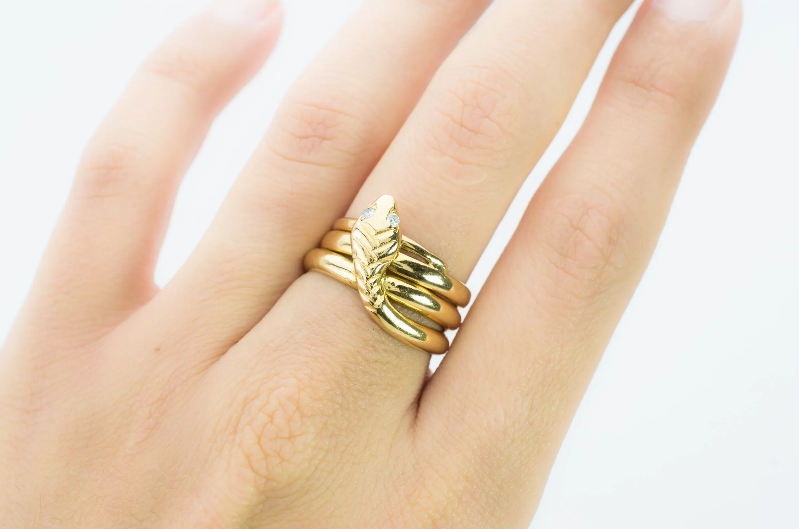 HEAVY VINTAGE FRENCH SNAKE RING IN 18K