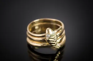 HEAVY VINTAGE FRENCH SNAKE RING IN 18K
