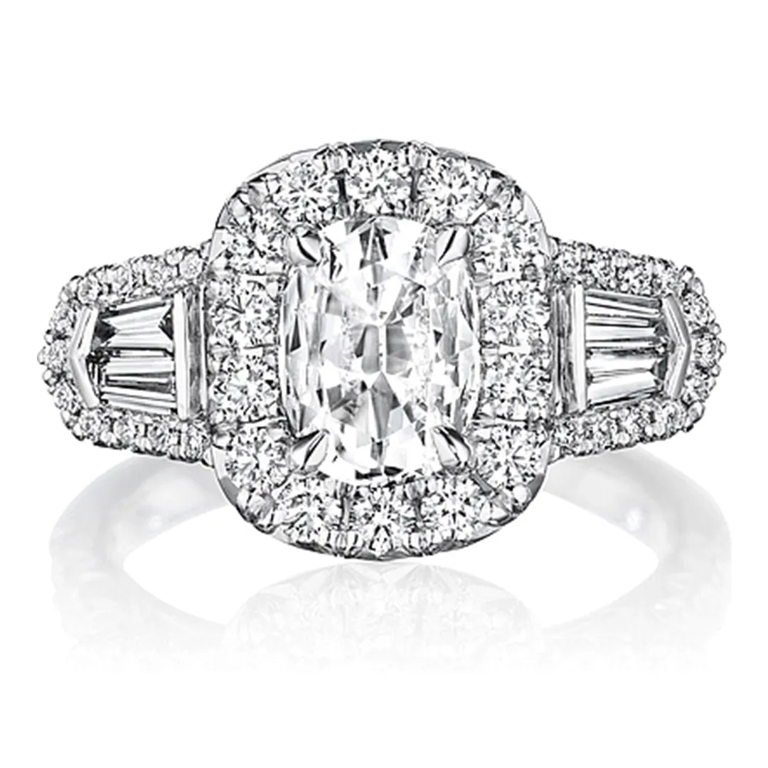 Henri Daussi Baguette Diamond Engagement Ring