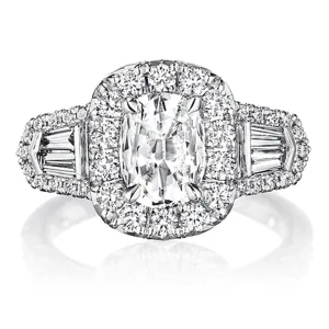 Henri Daussi Baguette Diamond Engagement Ring