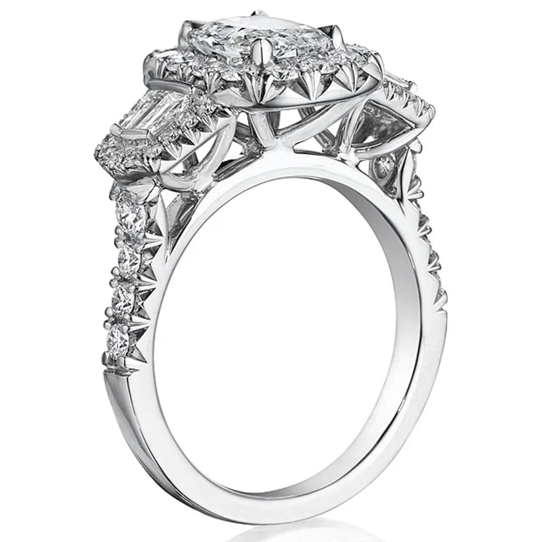 Henri Daussi Baguette Diamond Engagement Ring