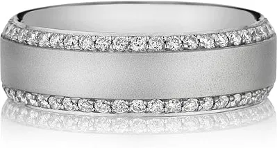 Henri Daussi Men's Diamond Wedding Band- 7mm