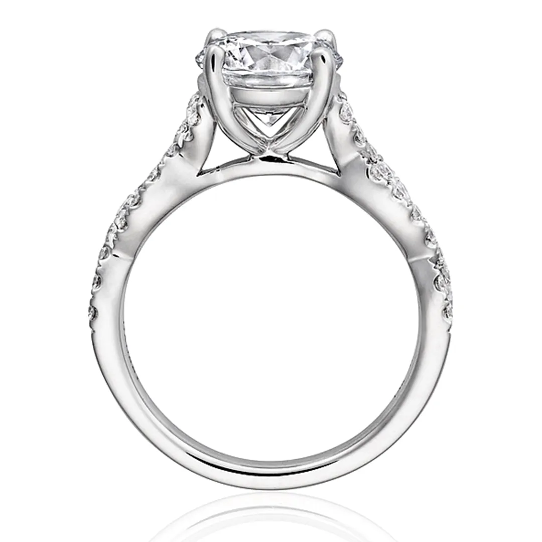 Henri Daussi Twist Shank Diamond Engagement Ring