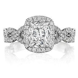 Henri Daussi Twist Shank Diamond Engagement Ring