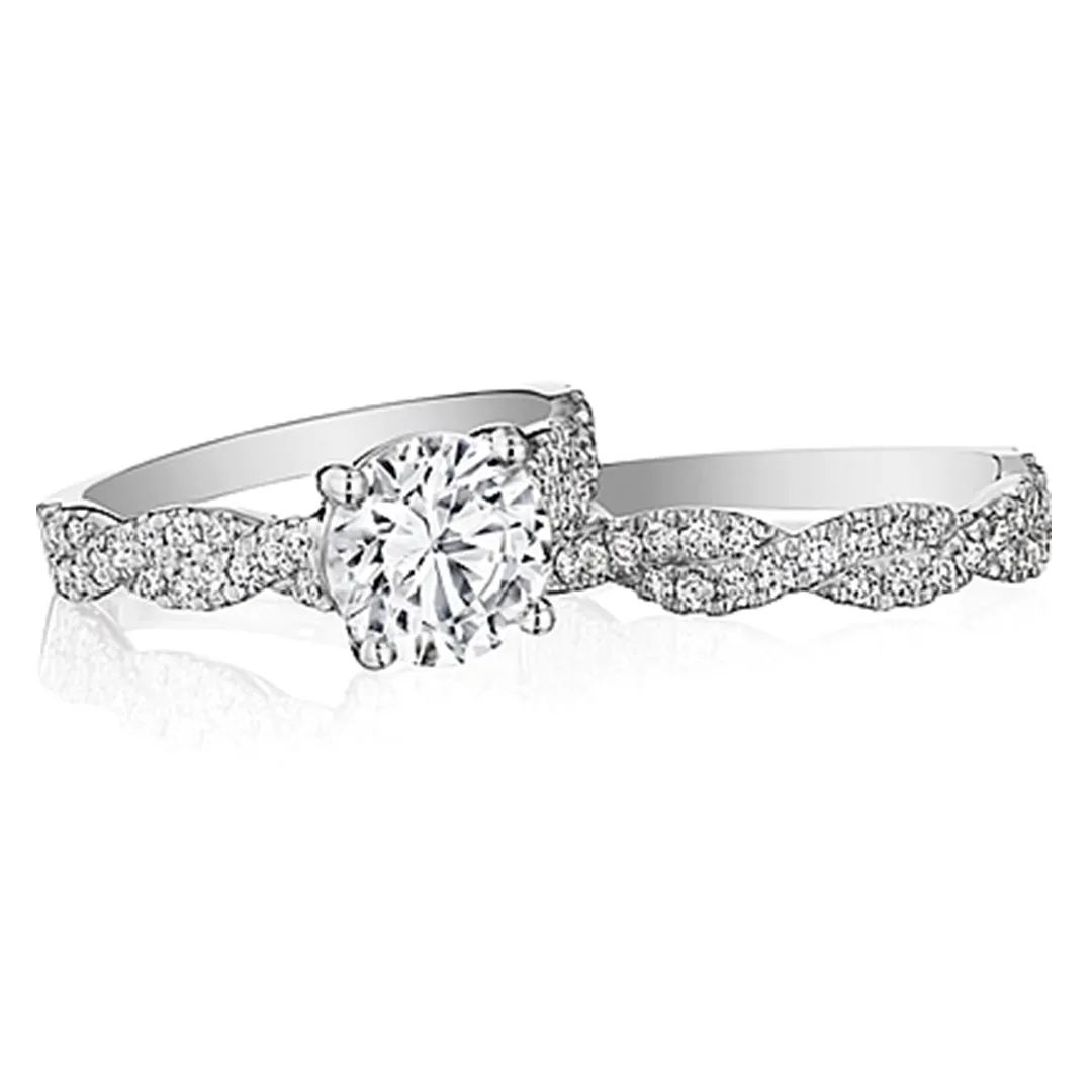 Henri Daussi Twist Shank Diamond Engagement Ring
