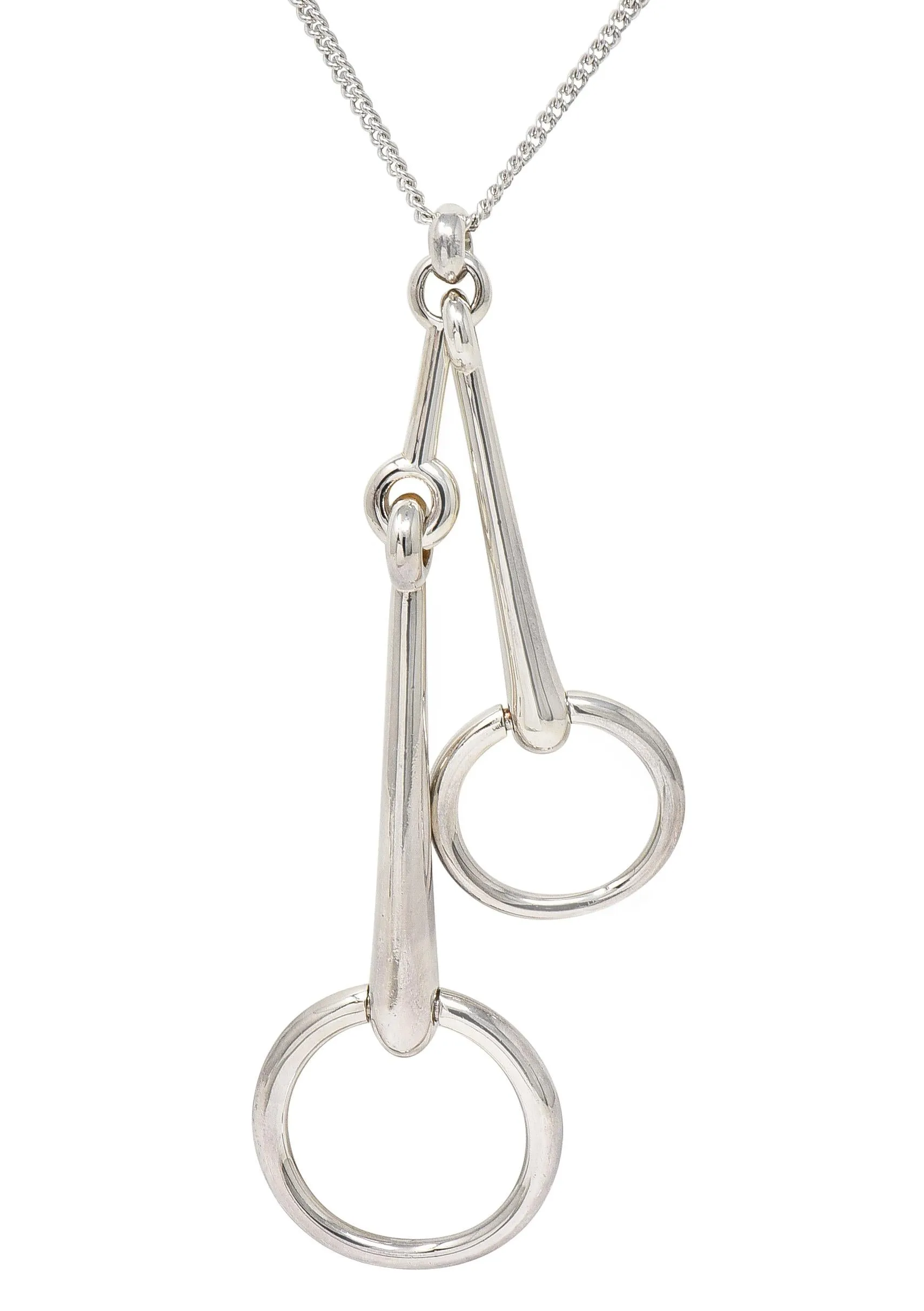 Hermès French Large Sterling Silver Horsebit Vintage Pendant Necklace