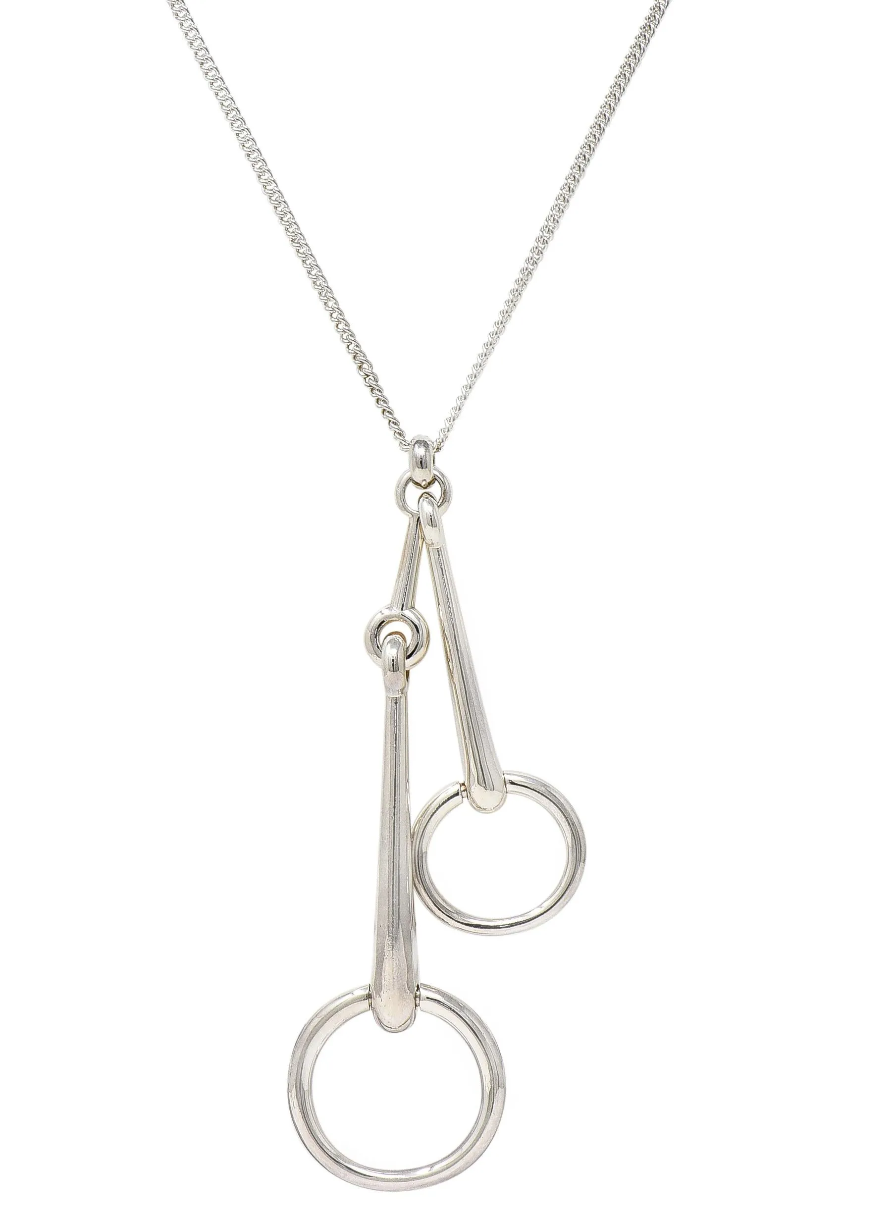 Hermès French Large Sterling Silver Horsebit Vintage Pendant Necklace