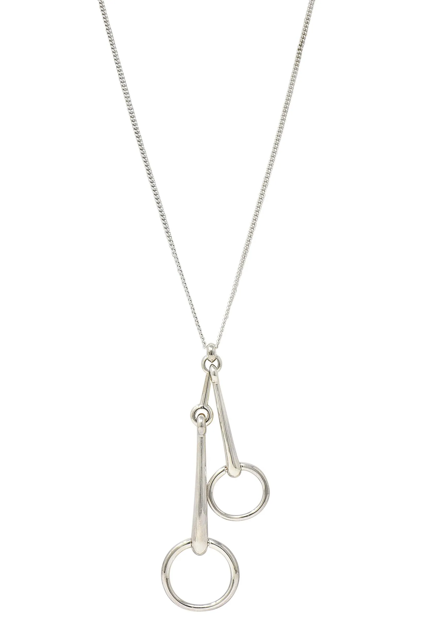 Hermès French Large Sterling Silver Horsebit Vintage Pendant Necklace