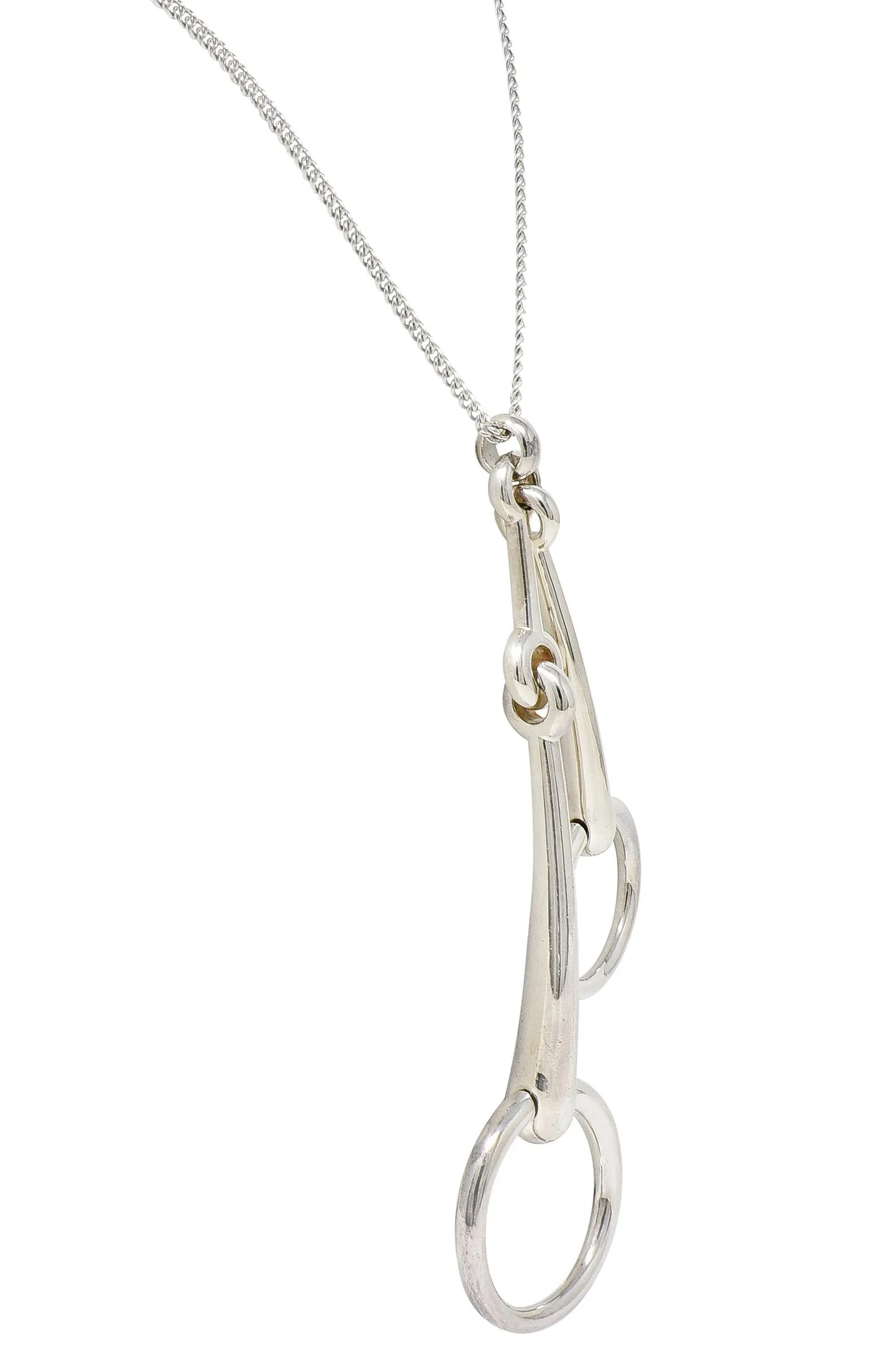 Hermès French Large Sterling Silver Horsebit Vintage Pendant Necklace