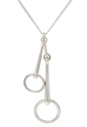 Hermès French Large Sterling Silver Horsebit Vintage Pendant Necklace