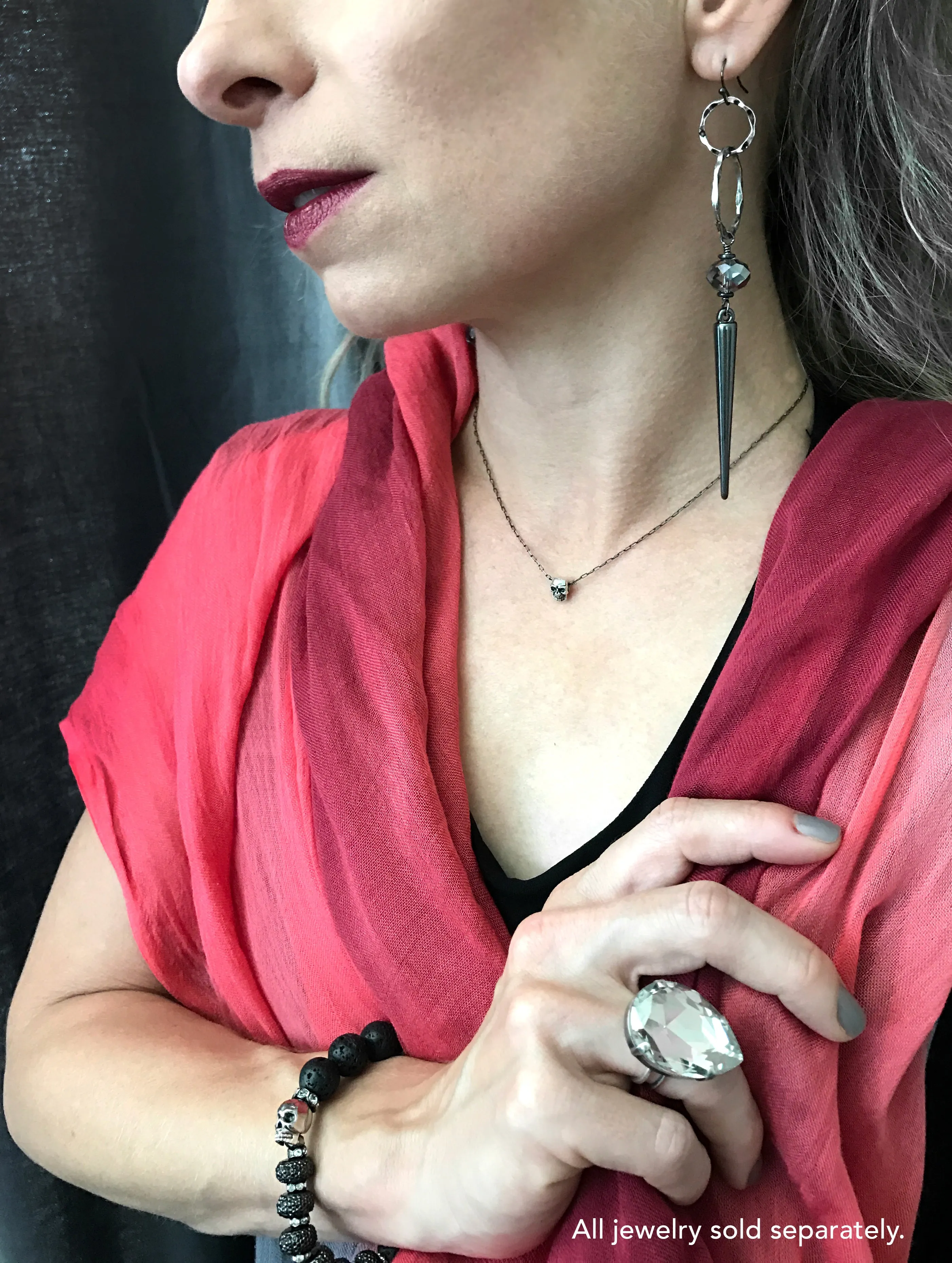 ILLUMINATE - Large Teardrop Crystal Ring - Crystal Silver Shade