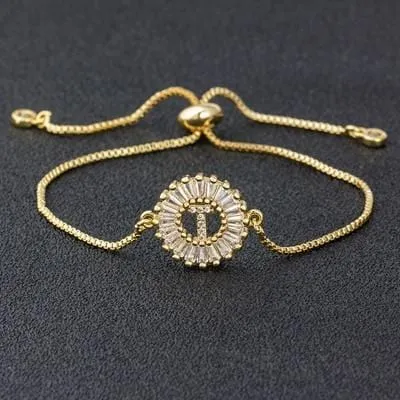 Initial Letter Charm Bracelets With Adjustable Chain
