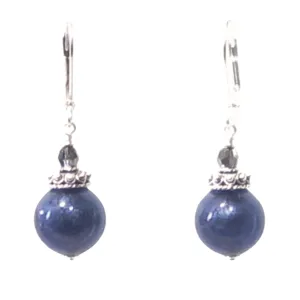 Italian Murano Glass Plum Purple Sterling Silver Earrings